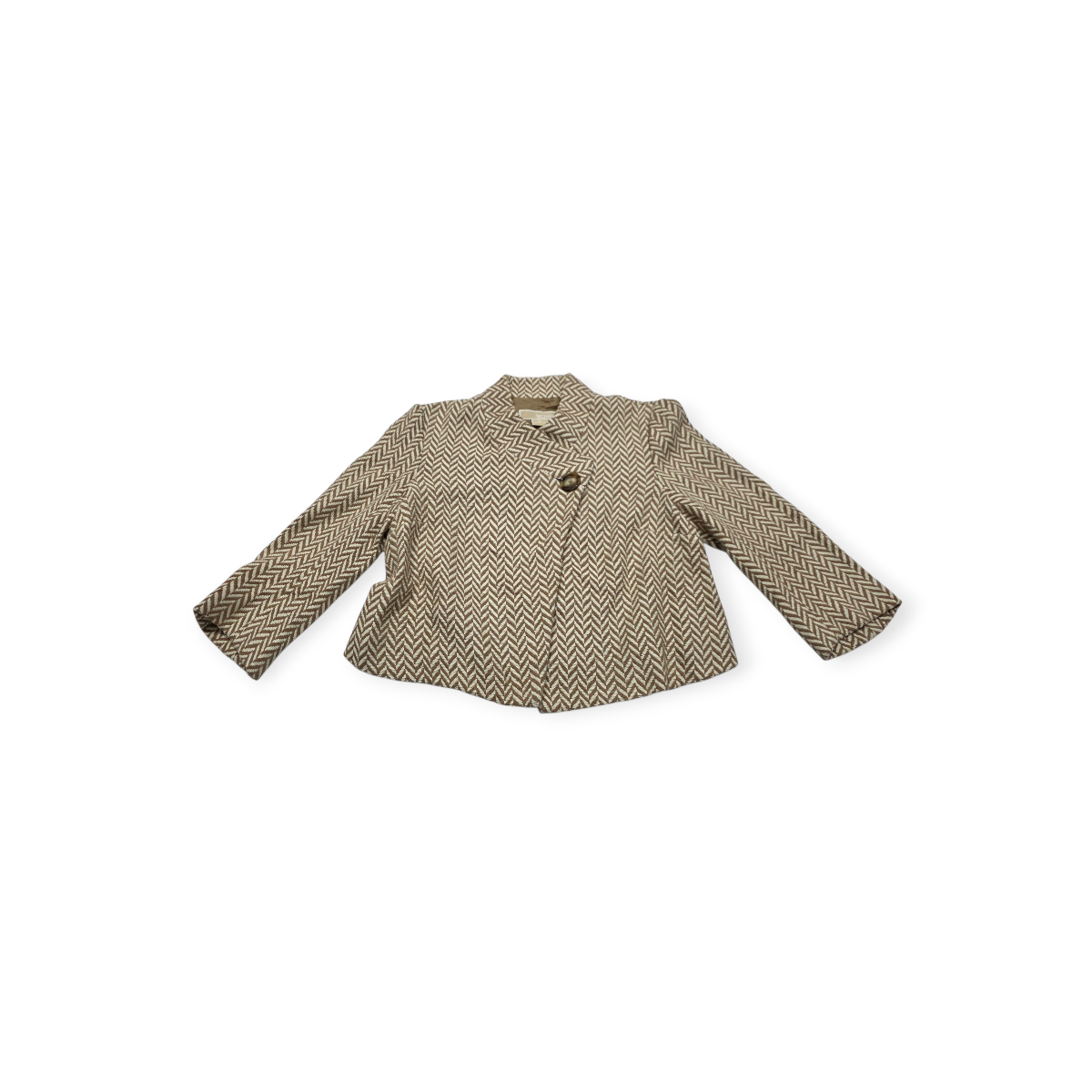 Blazer Corto Michael Kors Cafe Claro Con Lineas Chico Petite Marrón S