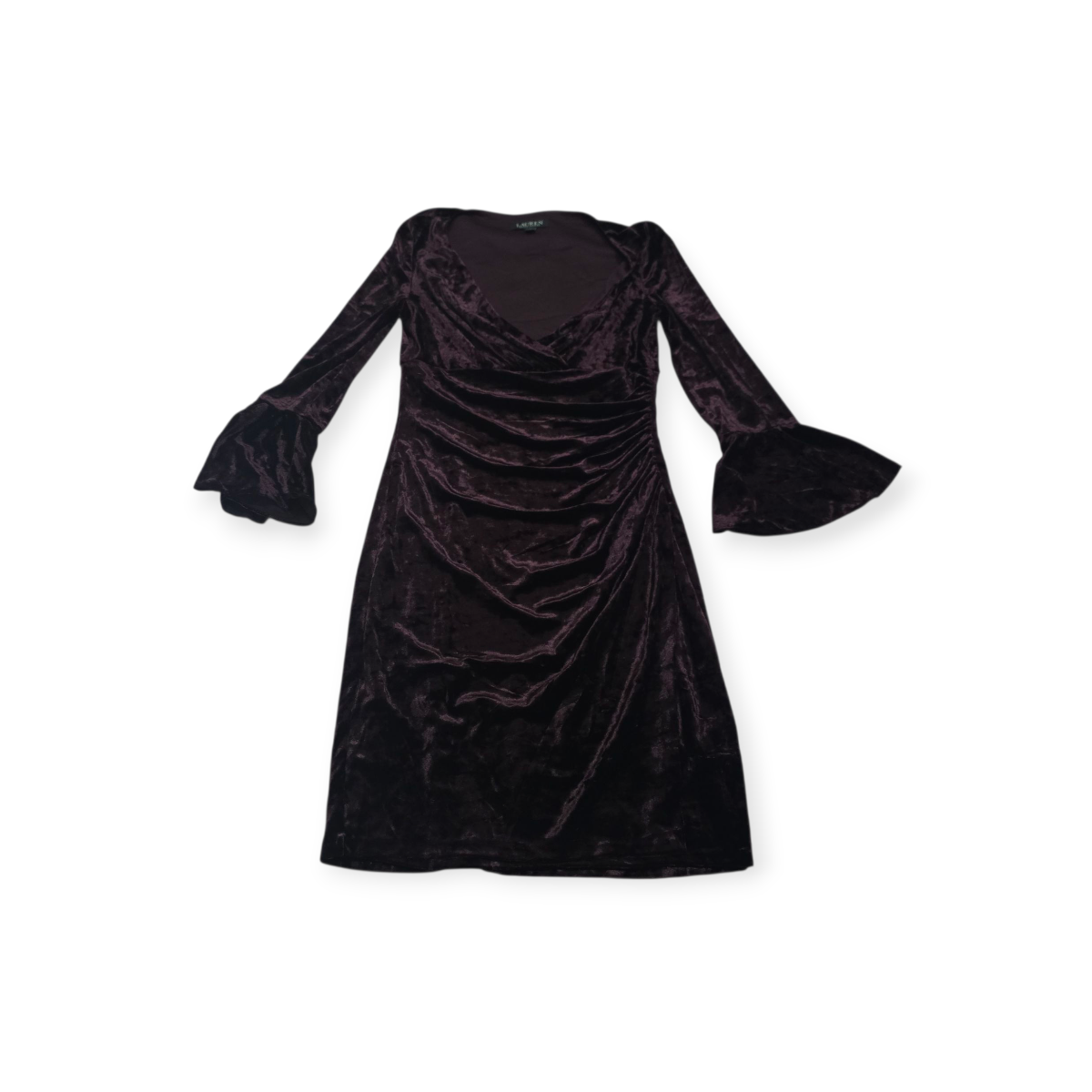 Vestido Ralph Lauren Terciopelo Talla 8 Morado Manga Larga