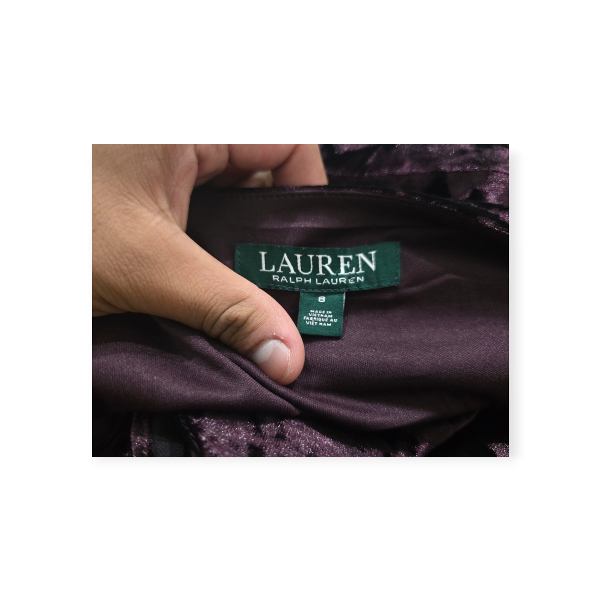 Vestido Ralph Lauren Terciopelo Talla 8 Morado Manga Larga