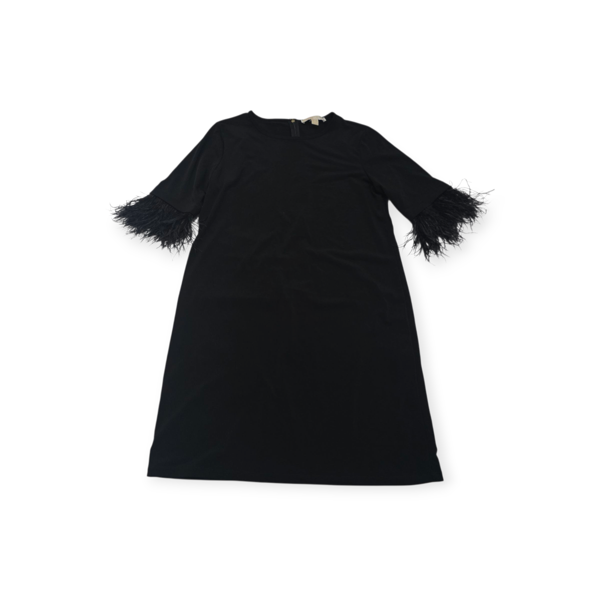 Vestido Michael Kors Mediana M Negro Manga Corta Con Flecos