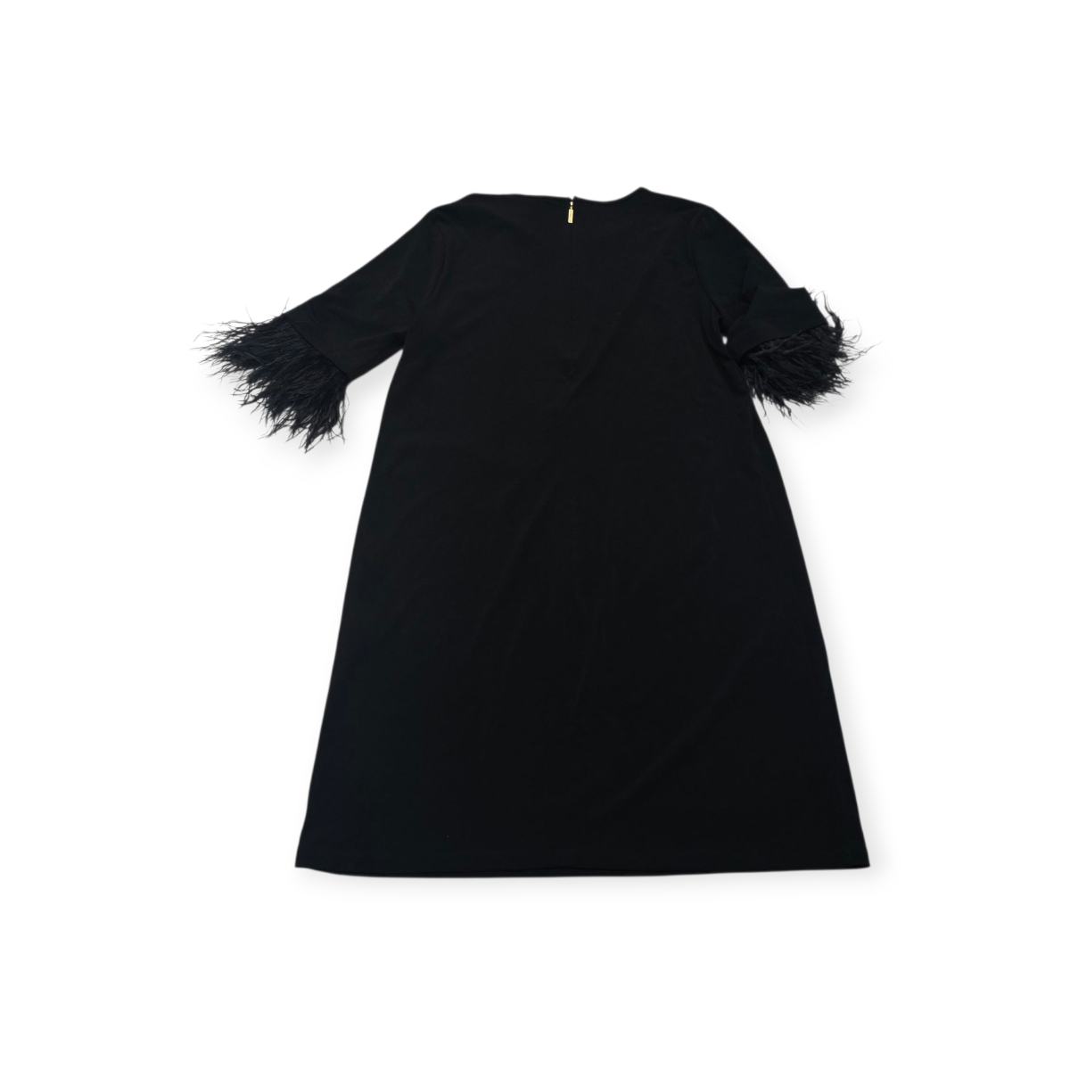 Vestido Michael Kors Mediana M Negro Manga Corta Con Flecos