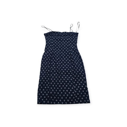Vestido Ralph Lauren 6 Azul Con Flores Blancas D Tirantes