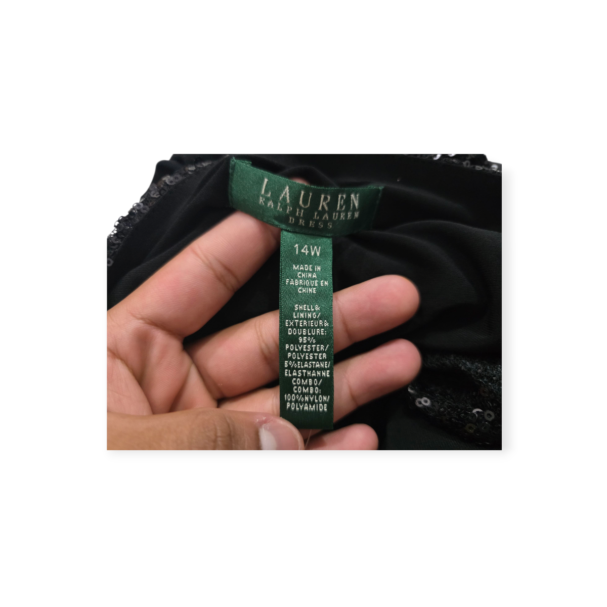 Vestido Ralph Lauren Talla 14w D Mujer Negro Con Lentejuelas