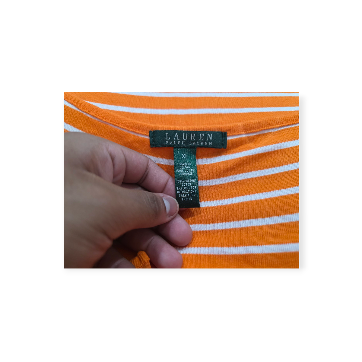 Playera Ralph Lauren Xgrande Xl Naranja Con Lineas Blancas