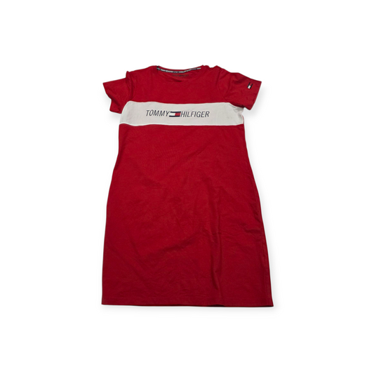 Vestido Tommy Hilfiger Xchico Xs Rojo Con Manga Corta