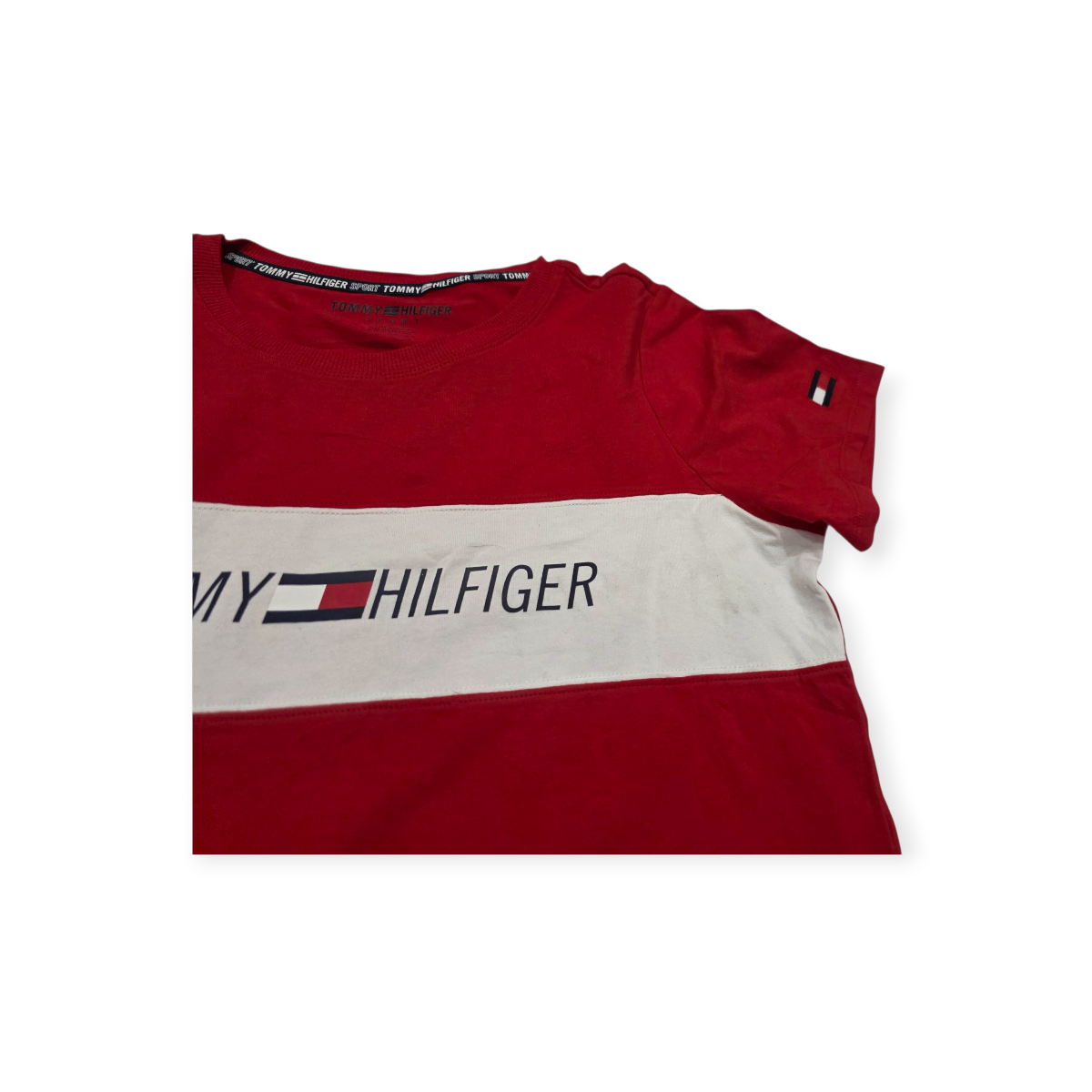 Vestido Tommy Hilfiger Xchico Xs Rojo Con Manga Corta