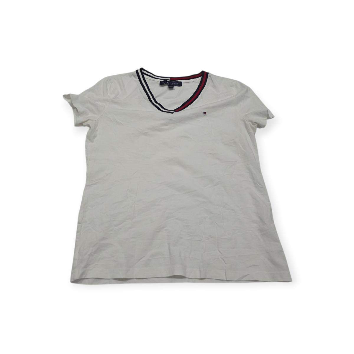Playera Tommy Hilfiger Chico S Blanca Manga Corta De Mujer