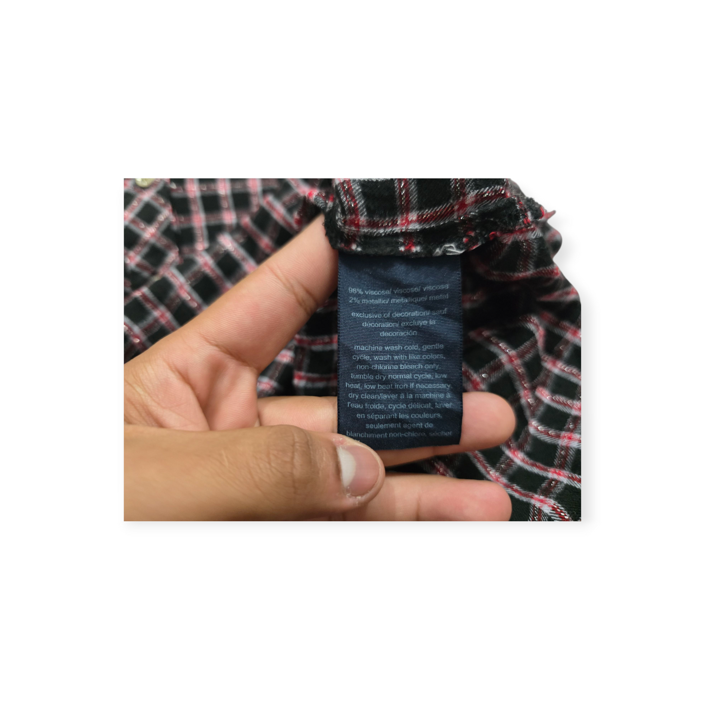 Blusa Tommy Hilfiger Xgrande Rojo/negro Cuadros Manga Larga