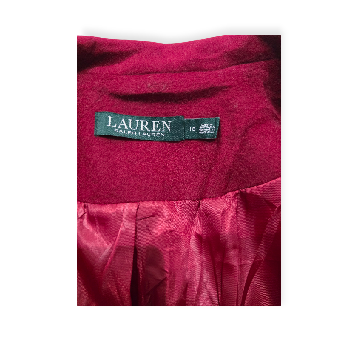 Abrigo Ralph Lauren De Mujer Talla 16 Color Rojo De Lana
