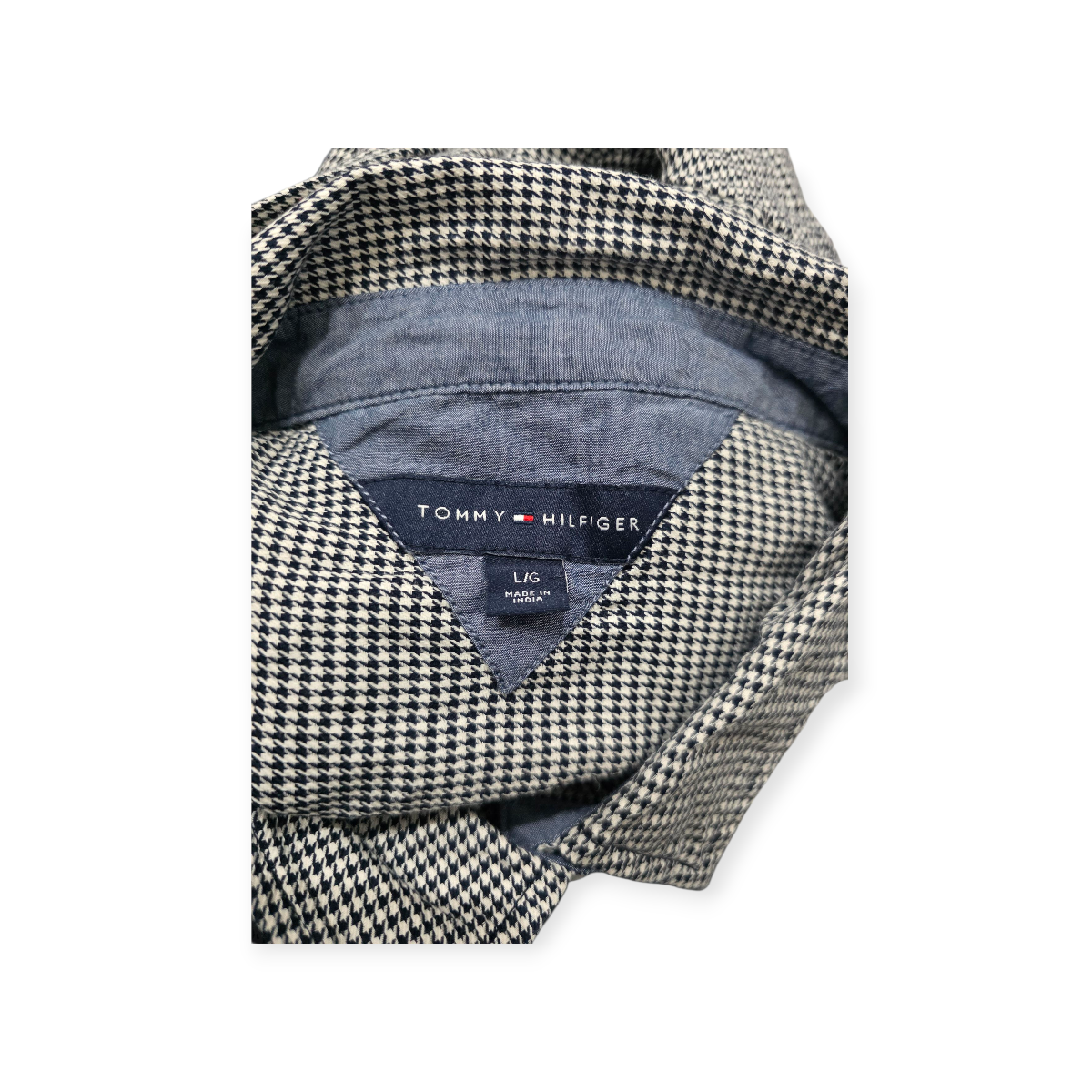 Camisa Tommy Hilfiger Grande L Negro/blanco Manga Larga