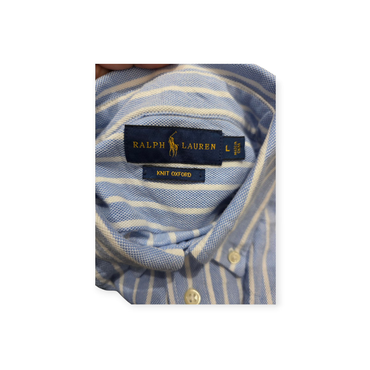 Camisa Polo Ralph Lauren Knit Oxford Mujer Azul Claro Rayada