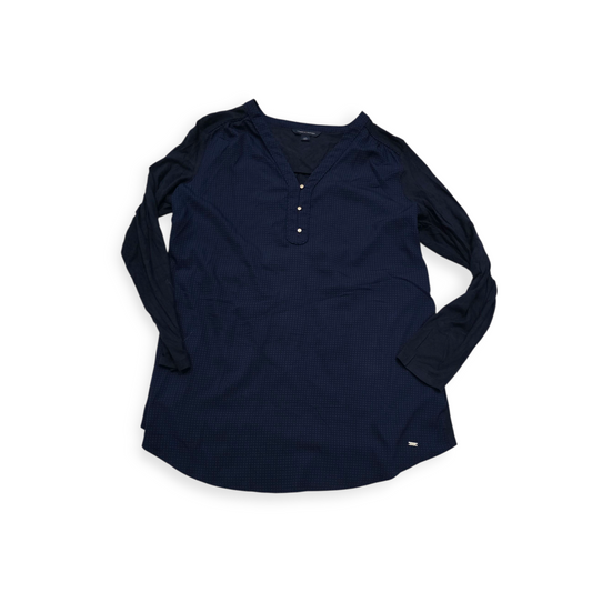Blusa Tommy Hilfiger Grande L Manga Larga Azul Lunares