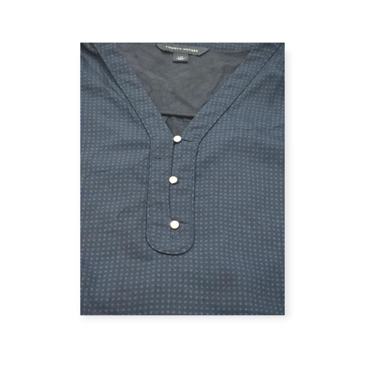 Blusa Tommy Hilfiger Grande L Manga Larga Azul Lunares