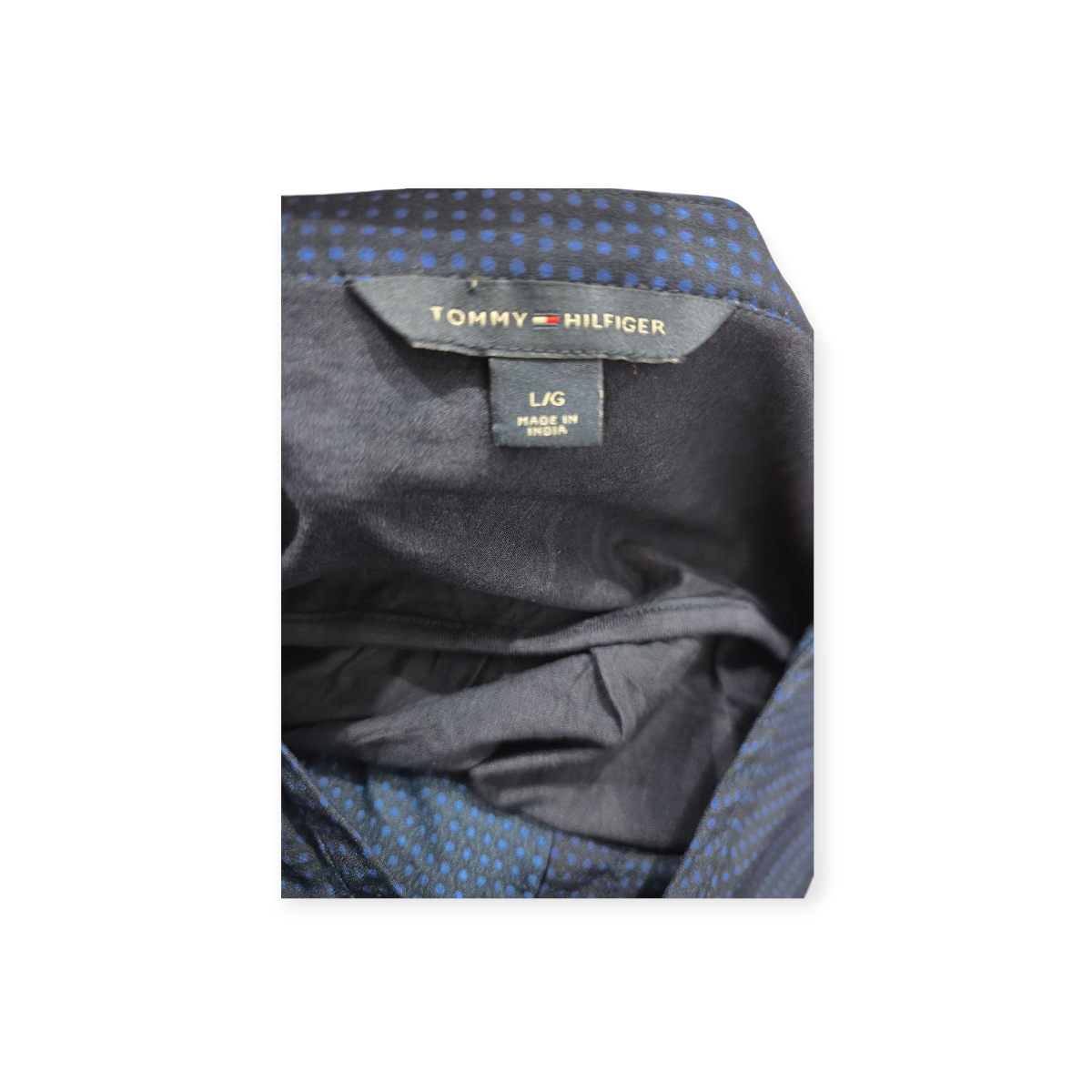 Blusa Tommy Hilfiger Grande L Manga Larga Azul Lunares