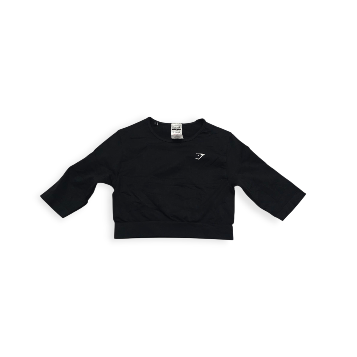 Playera Crop Top Gymshark Chico S Manga 3/4 Color Negro