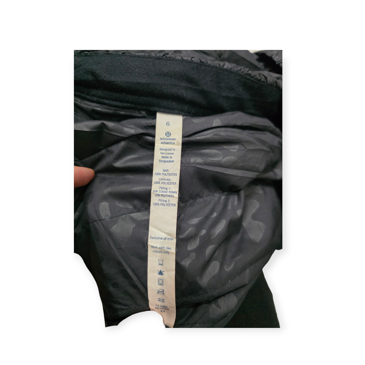 Chamarra Lululemon Athletic Talla 6 Negra Estampado Camo