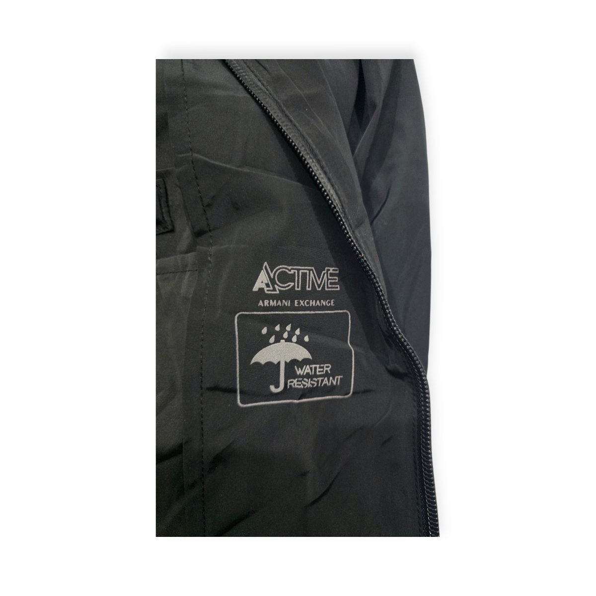 Armani Exchange Activeparka Negra Capucha Resistente Al Agua