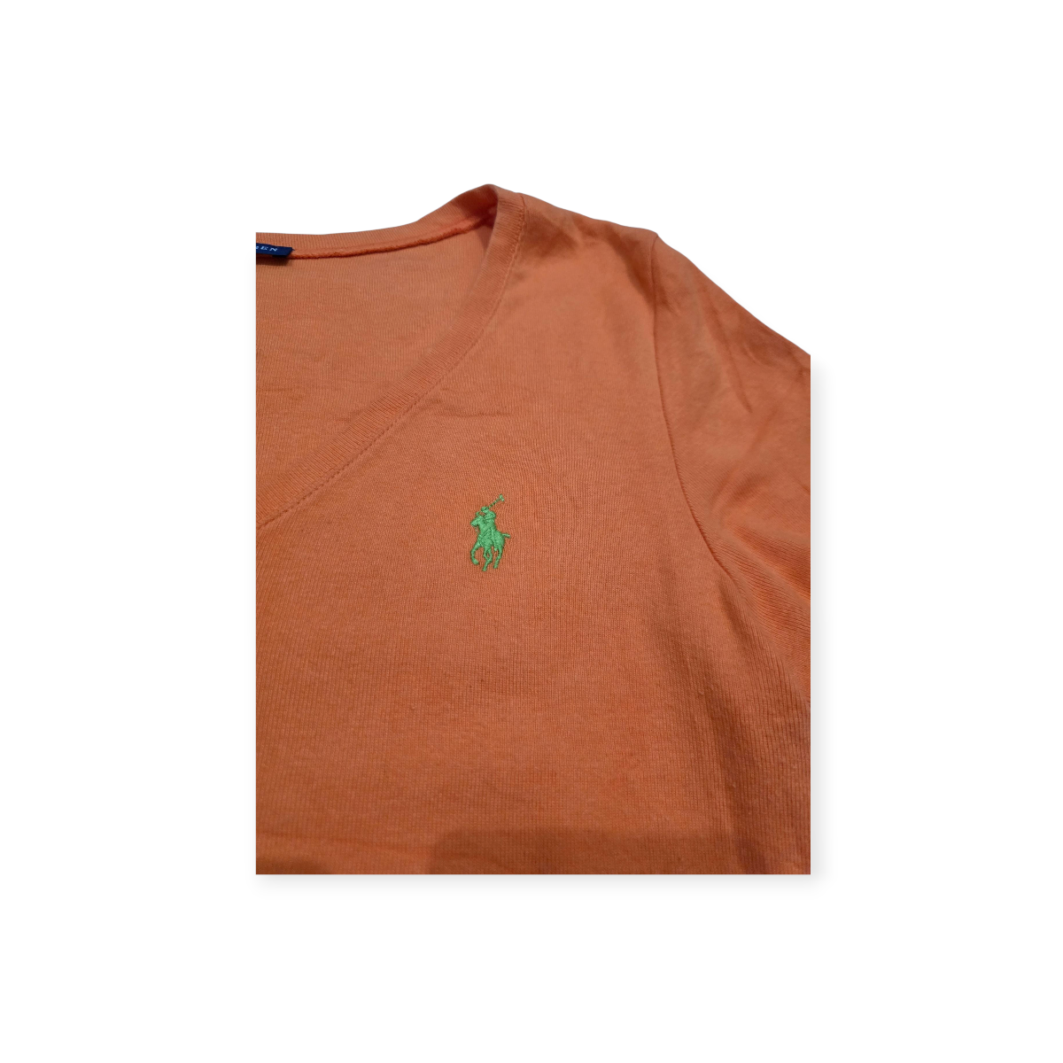 Playera Ralph Lauren Tallaxl Naranja Manga Corta Pony Verde