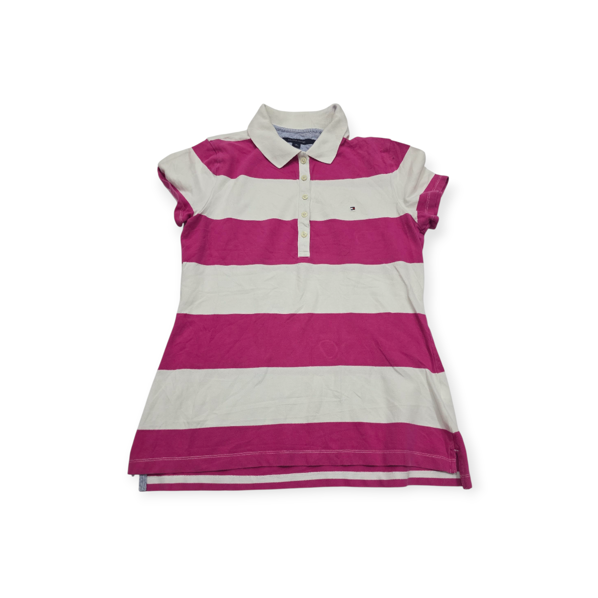 Playera Tommy Hilfiger Grande L Rosa Con Blanco Manga Corta