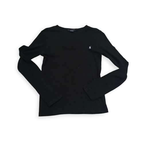 Playera Ralph Lauren sport Mujer Negro Manga Larga Pony Blanco