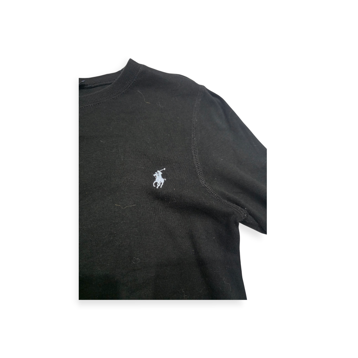 Playera Ralph Lauren sport Mujer Negro Manga Larga Pony Blanco