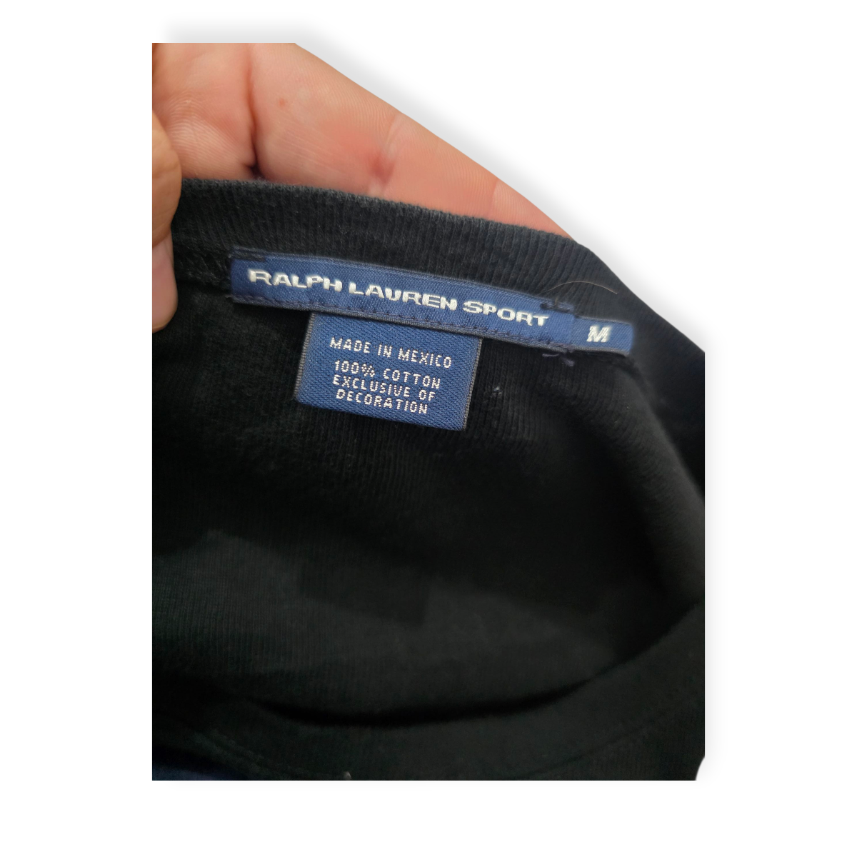 Playera Ralph Lauren sport Mujer Negro Manga Larga Pony Blanco