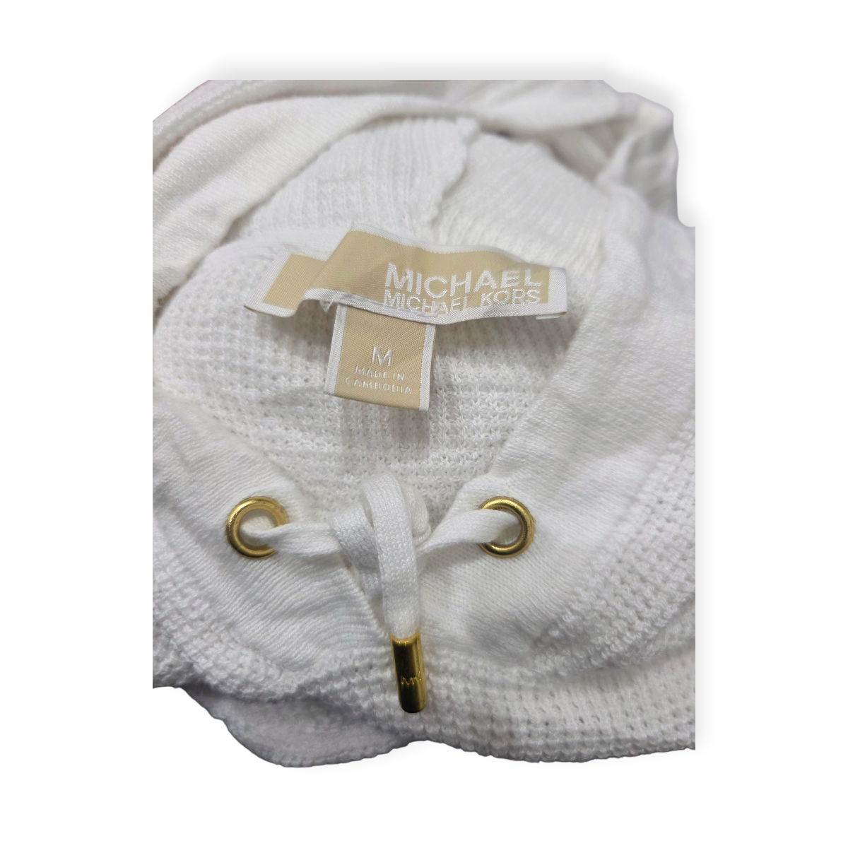 Sueter Con Gorro Michael Kors Mediana M Blanco Con Dorado