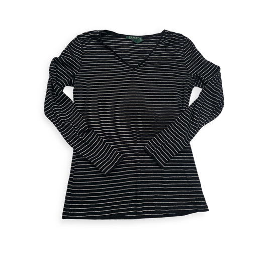 Blusa Ralph Lauren Mediana M Negra Con Plateado Cuello V