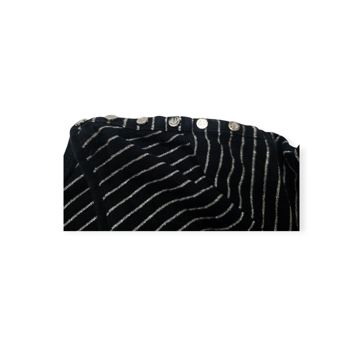 Blusa Ralph Lauren Mediana M Negra Con Plateado Cuello V