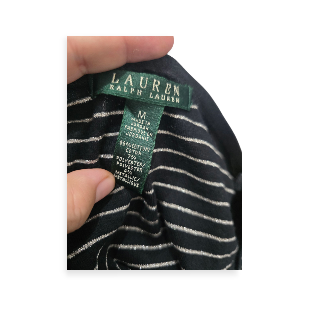 Blusa Ralph Lauren Mediana M Negra Con Plateado Cuello V