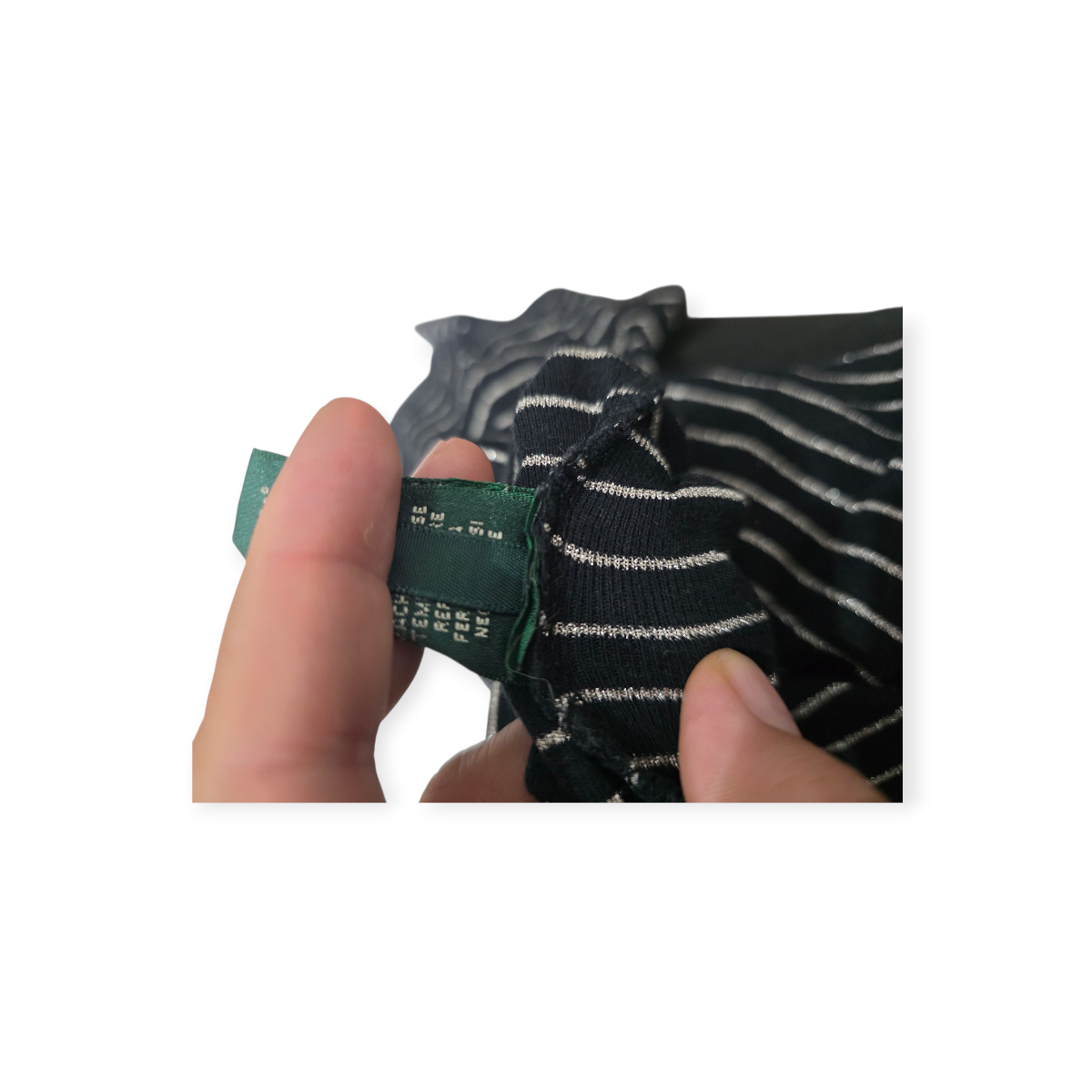 Blusa Ralph Lauren Mediana M Negra Con Plateado Cuello V