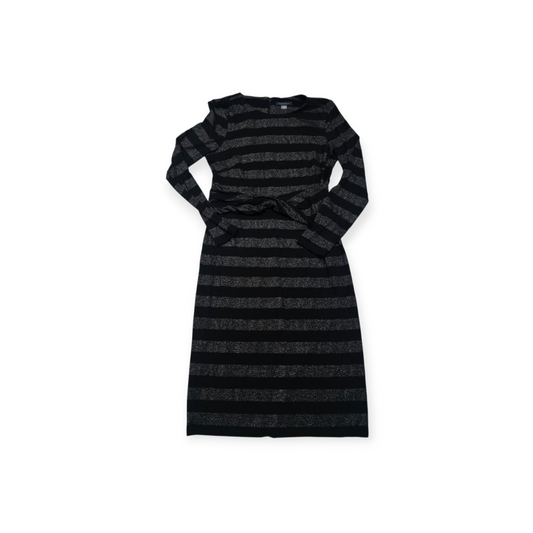 Vestido Tommy Hilfiger Talla 10 Gris Con Negro Rayado