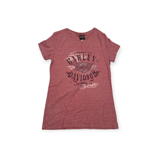 Playera Harley Davidson Grande L Coral Oscuro De Mujer - L - Rojo