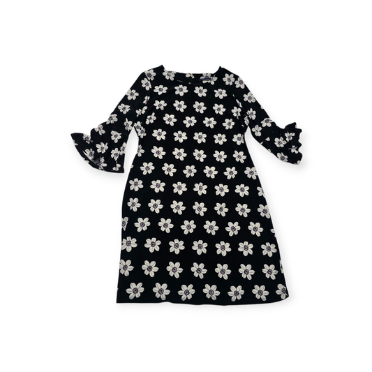 Vestido Tommy Hilfiger Talla 12negro Con Flores Manga Amplia