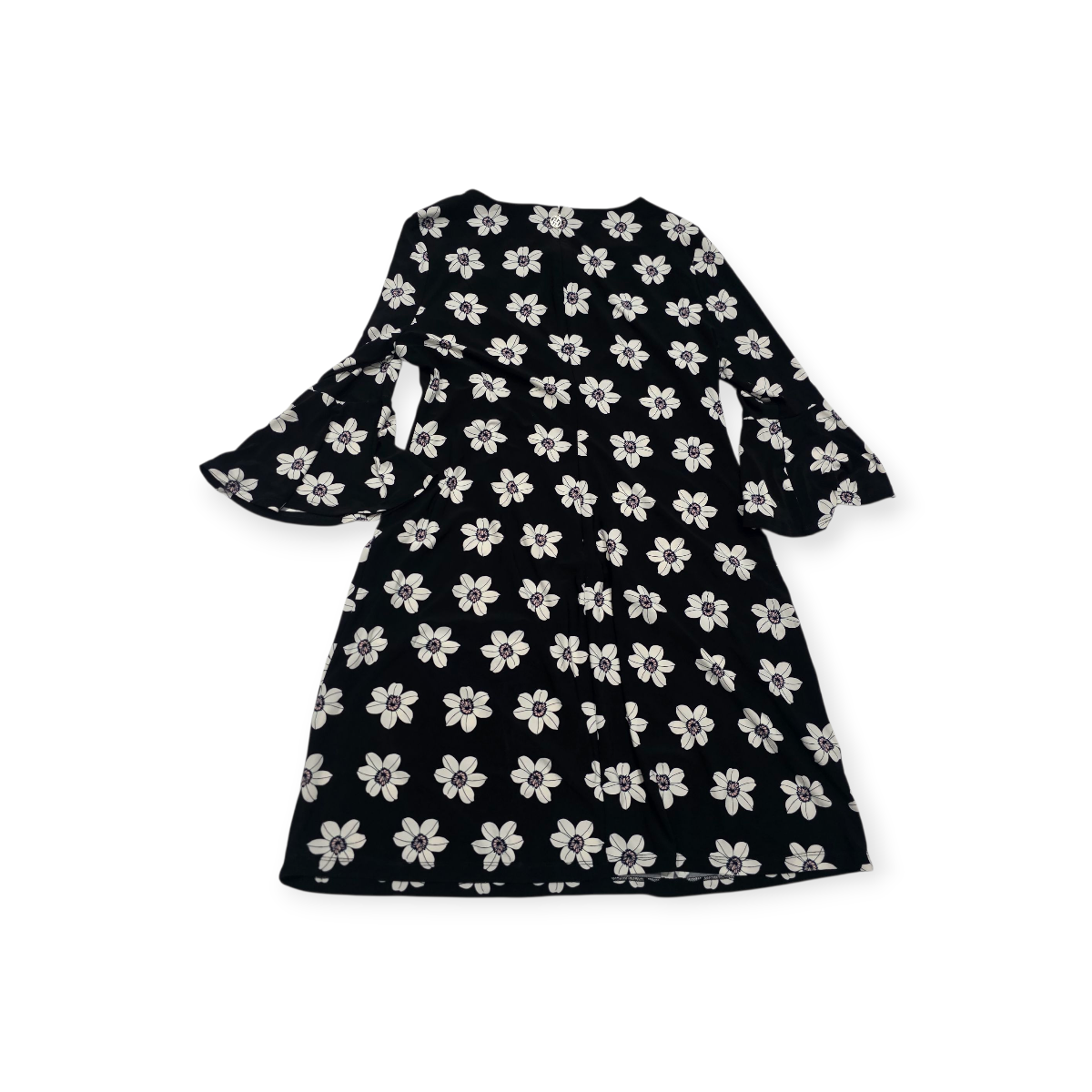 Vestido Tommy Hilfiger Talla 12negro Con Flores Manga Amplia