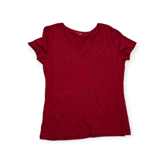 Playera Tommy Hilfiger Xl Manga Corta Color Rojo Cuello V