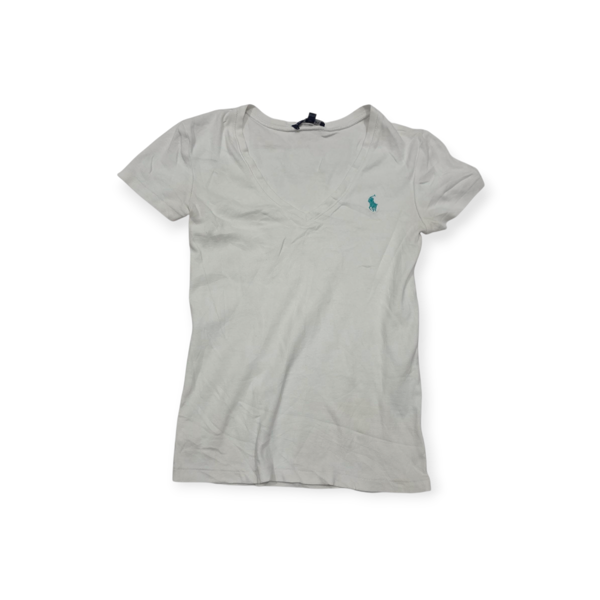 Playera Ralph Lauren Chico S Blanco Pony Azul Manga Corta