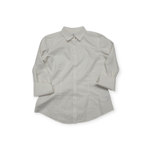 Camisa Brooks Brothers Talla 4 Blanca Manga 3/4 De Mujer