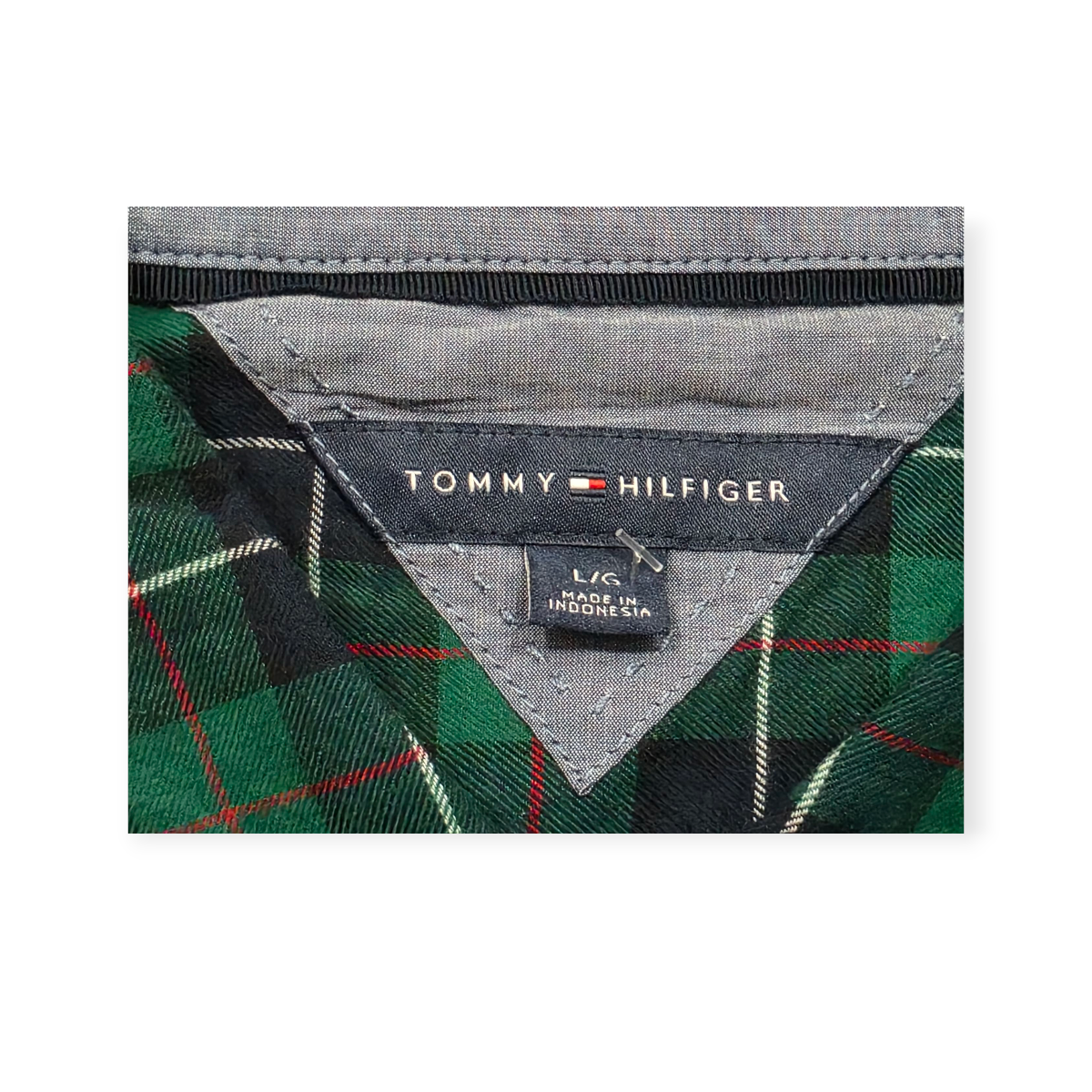 Camisa Tommy Hilfiger De Mujer Verde Con Azul Cuadros Grande