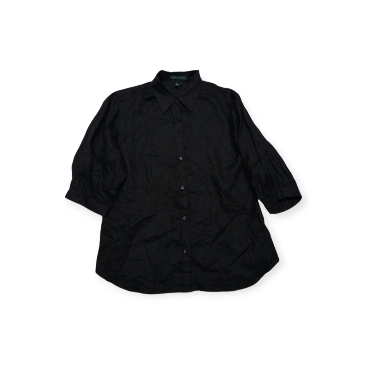 Camisa Ralph Lauren De Lino Xgrande Xl Color Negra De Mujer