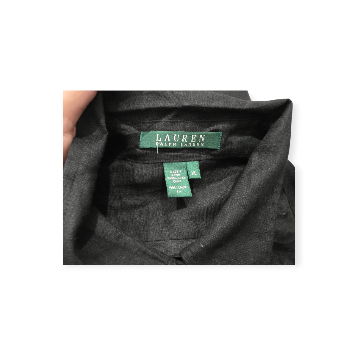 Camisa Ralph Lauren De Lino Xgrande Xl Color Negra De Mujer