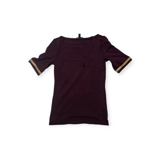 Blusa Ralph Lauren Chico S Color Vino Con Dorado