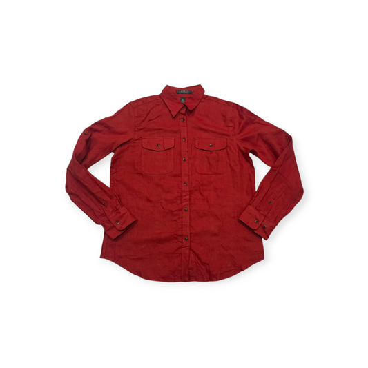Camisa Ralph Lauren De Lino Mediana M Coral Oscuro