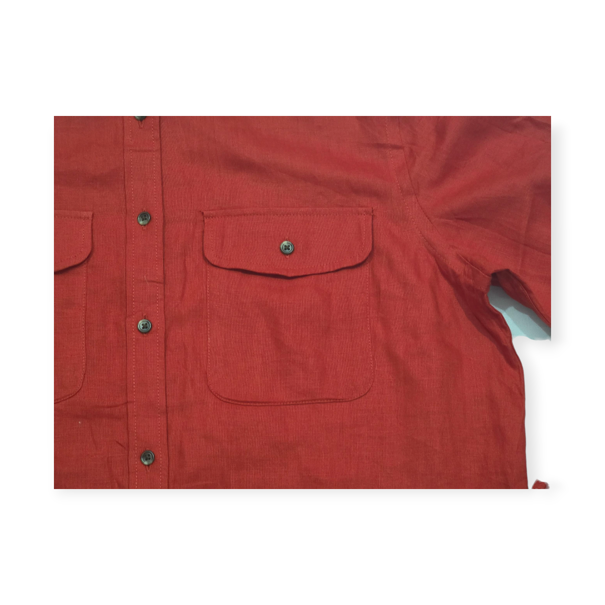 Camisa Ralph Lauren De Lino Mediana M Coral Oscuro