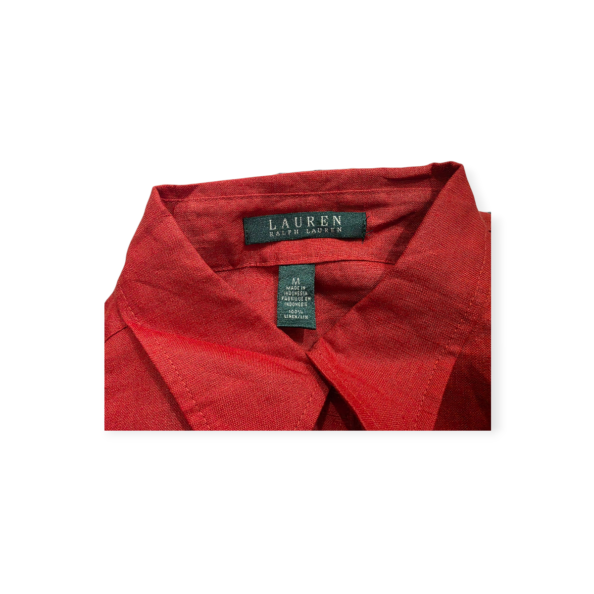 Camisa Ralph Lauren De Lino Mediana M Coral Oscuro