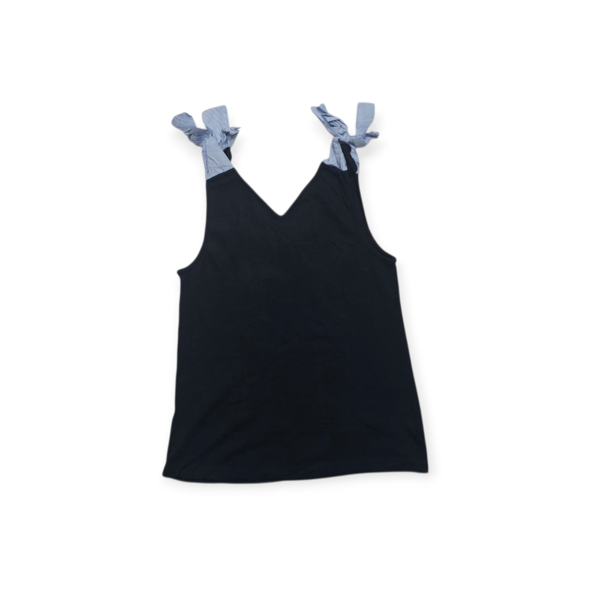 Blusa Tommy Hilfiger Mediana M Azul Con Moño, Sin Mangas