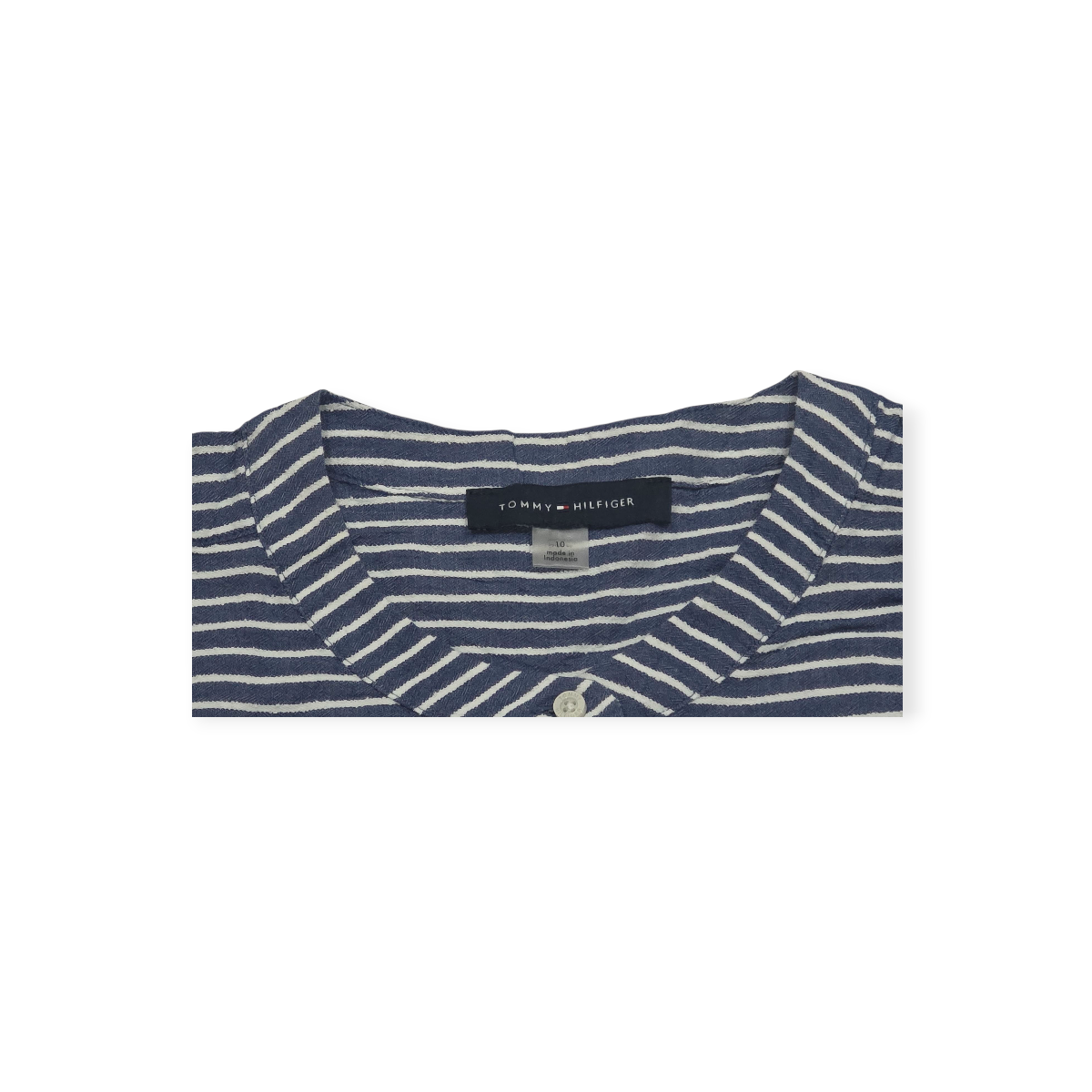 Vestido Tommy Hilfiger 10 Rayado Azul Acero Cuello Redondo