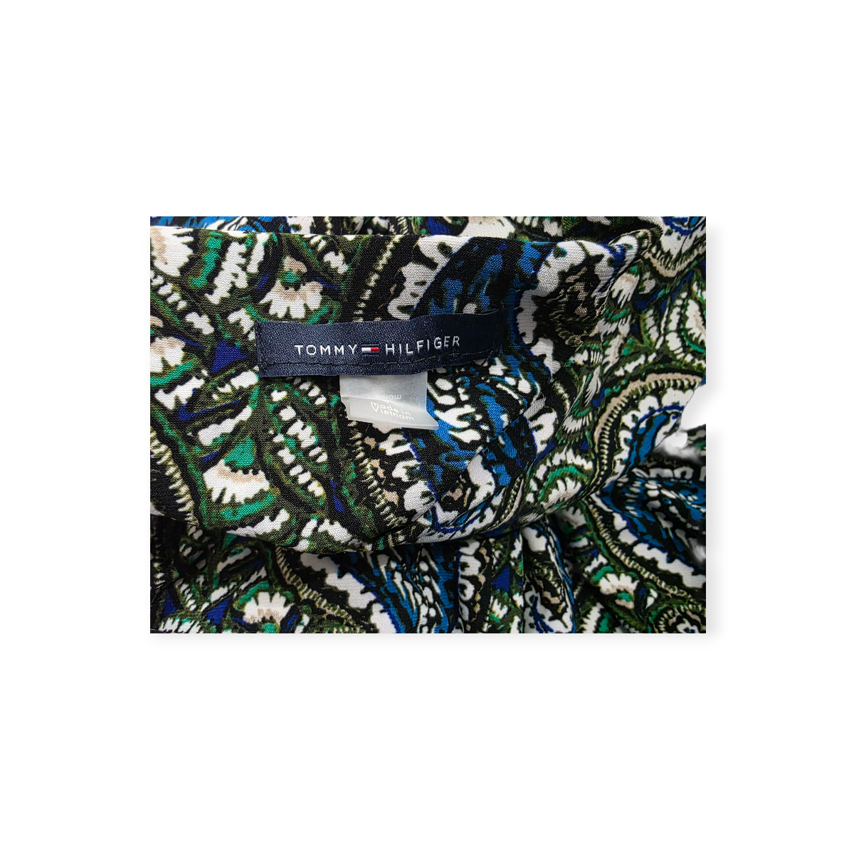 Vestido Tommy Hilfiger Talla 8 Sin Mangas Azul Con Verde