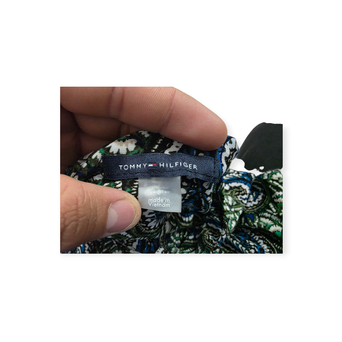 Vestido Tommy Hilfiger Talla 8 Sin Mangas Azul Con Verde