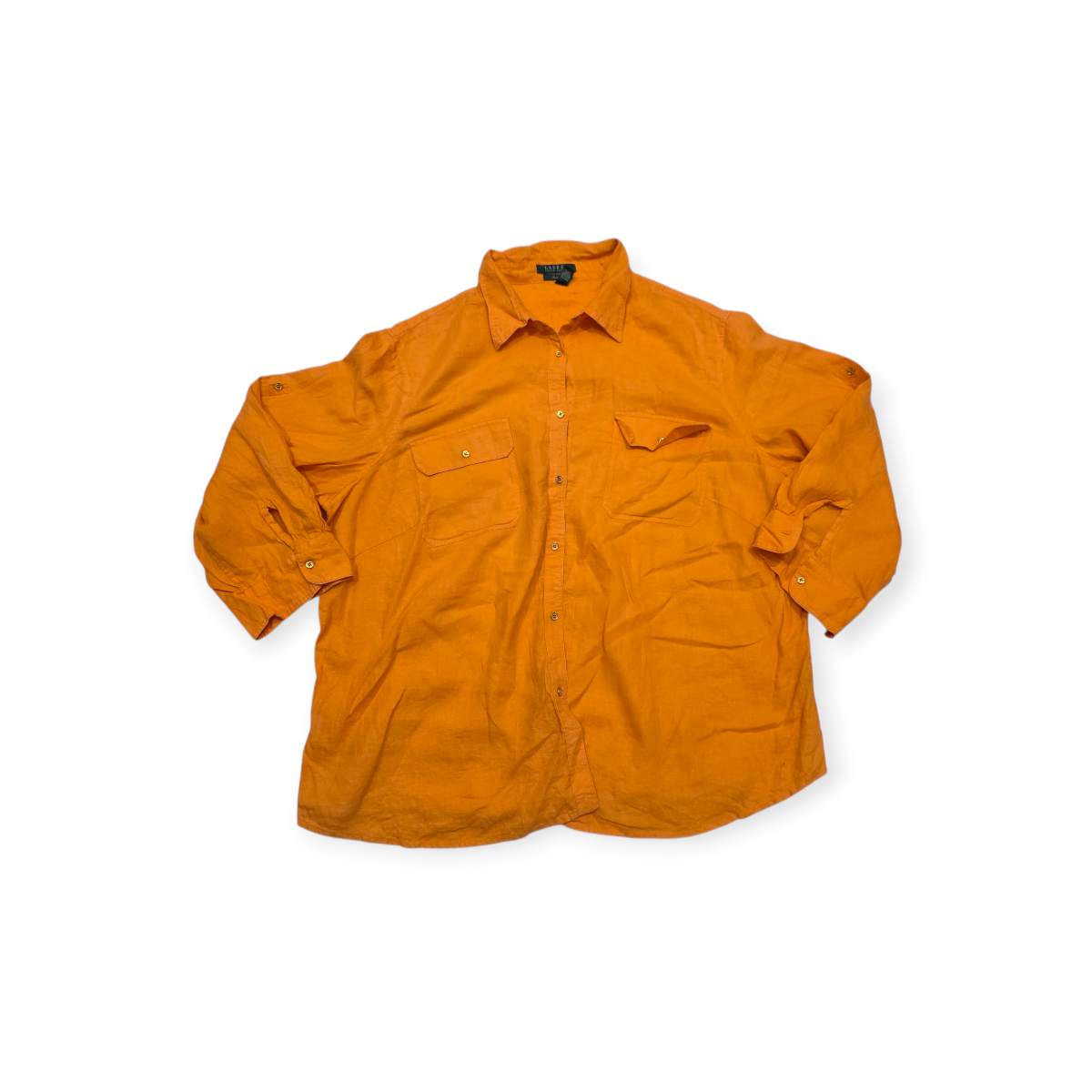 Camisa Ralph Lauren 3x Exclusive Naranja De Lino Manga 3/4